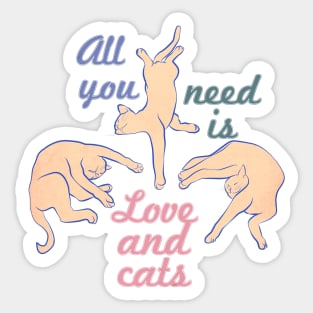 Three Lazy Cats: All You Need is Love and Cats Sticker
